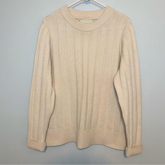 Lands End Canvas Line Fisherman’s Merino Wool Cashmere Sweater Sz L - Picture 1 of 12